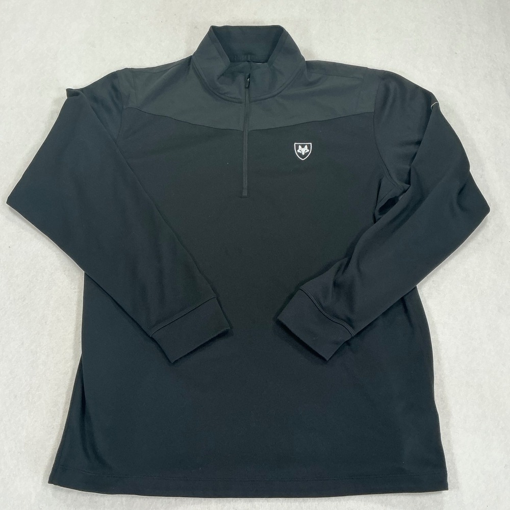 Nike Golf Dri-FIT 1/4 Zip Pullover Black Wolf Logo Mens XL Standard Fit 1879